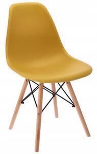Favi Scaun stil scandinav, plastic, metal, lemn, mustar, 46x52x81 cm, eva Ofertă