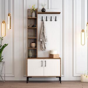 Favi Cuier hol cu pantofar viyana d, din pal melaminat, nuc/alb, 90x35x200 Ofertă