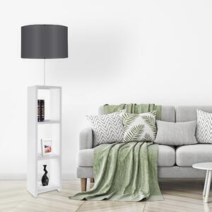 Favi Lampadar cu rafturi ayd-1800, mdf/pvc, alb/gri, 15x90x140 cm Ofertă