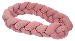 Favi Protectie laterala patut bebe bumper impletit velvet dirty pink 210 cm Ofertă
