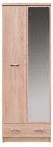Favi Dulap in 2 usi cu oglinda top mix, stejar sonoma, 60x33x183 cm Ofertă
