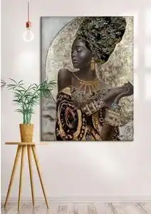 Favi Tablou african lady, panza lemn, multicolor, 90x3.6x120 cm Ofertă