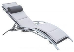 Favi Sezlong cu saltea, reglabil 4 pozitii, gri Ofertă