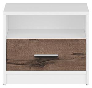 Favi Noptiera nepo plus, alb cu stejar monastery, 49,5x34x42,5 cm Ofertă