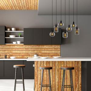 Favi Lustra smoked, 071, 7 becuri la inaltimi diferite, metal/sticla, 83x35 Ofertă