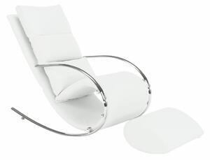 Favi Fotoliu balansoar, piele eco albă/ metal, roger Ofertă