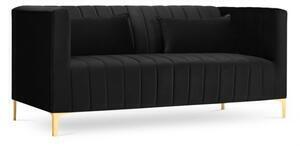 Favi Canapea 2 locuri annite cu tapiterie din catifea, picioare din metal auriu, negru Ofertă