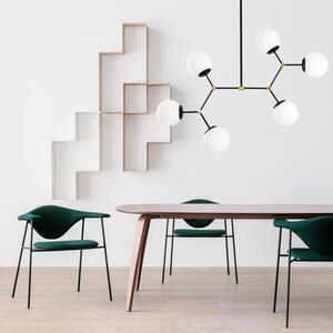 Favi Lustra damar - 6326, 6 becuri la diferite inaltimi, cadru metalic, neg Ofertă