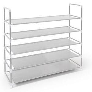 Favi Raft pentru 20 perechi pantofi cu 5 niveluri, extensibil, alb Ofertă