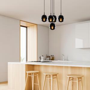 Favi Lustra efe, 2171, 5 becuri la inaltimi diferite, sticla vopsita, negru Ofertă