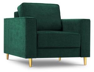 Favi Fotoliu dunas cu tapiterie din tesatura structurala si picioare din metal auriu, verde inchis Ofertă