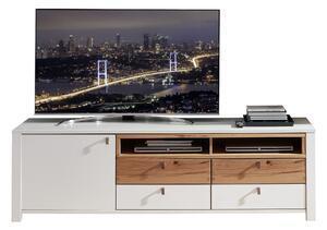 Favi Comoda tv din pal si mdf cu 4 sertare si 1 usa, selina alb / natur, l192xa47xh58 cm Ofertă