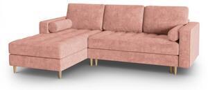 Favi Coltar extensibil gobi cu tapiterie din tesatura structurala si colt pe partea stanga, roz Ofertă