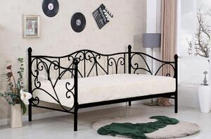 Favi Pat metalic o persoana, negru, sumatra, 90x200 cm, somiera inclusa Ofertă