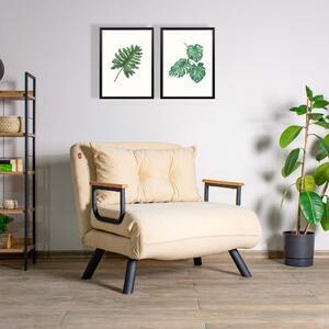 Favi Canapea extensibila sando single, cadru metalic/poliester, stofa crem Ofertă