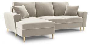 Favi Coltar extensibil moghan, colt pe partea stanga cu picioare din metal auriu, bej Ofertă