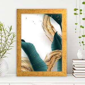 Favi Tablou decorativ de perete cu rama ac13953999322, mdf/lemn, verde/auri Ofertă