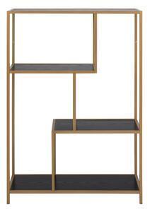 Favi Bibliotecă în decor negru-auriu actona seaford, înălțime 144 cm Ofertă