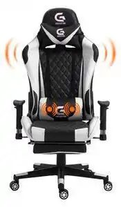 Favi Scaun gaming cu masaj în perna lombară, suport picioare, funcție sezlong, sig 5020 m, negru/alb Ofertă