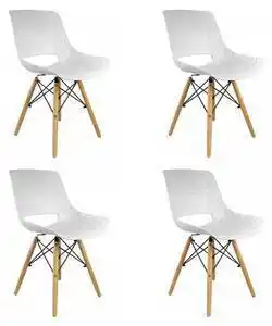 Favi Scaune stil scandinav, pp, lemn, max 100 kg, alb, set 4 buc, 45x55x78 cm, lars Ofertă