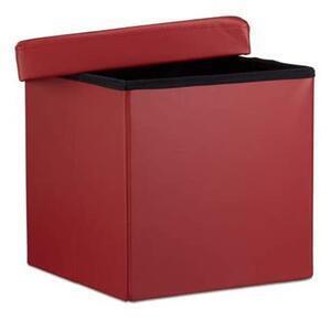 Favi Taburet cu spatiu depozitare, pliabil, rosu, 38 x 38 x 38 cm Ofertă