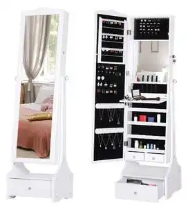 Favi Homcom dulap pentru bijuterii, cu oglinda 45x36x150cm | aosom ro Ofertă