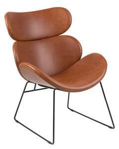 Favi Fotoliu cu husă din imitație de piele și picioare negre actona cazar, maro Ofertă