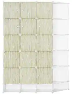 Homcom mobilier pentru incaltaminte modular din pp si otel, 145x47x196cm, alb