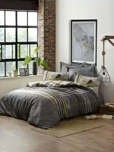 Favi Lenjerie pat 1 persoana bumbac 100% ranforce, cotton box, leonardo - grey Ofertă