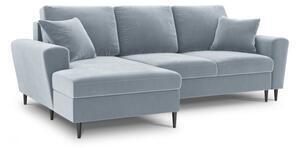 Favi Coltar extensibil moghan, colt pe partea stanga cu picioare din metal negru, albastru deschis Ofertă