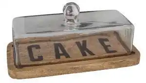 Favi Platou din lemn pentru tort cu capac din sticlă antic line cake Ofertă