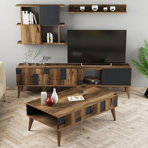 Favi Set living madrid, 4 piese, din pal melaminat, gri antracit Ofertă