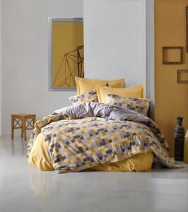 Favi Set lenjerie pat dublu elon, bumbac ranforce 100%, galben, 200 x 220 c Ofertă