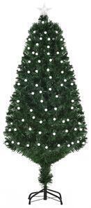 Favi Homcom brad de craciun artificial cu lumini led si fibra optica, brad verde cu baza din metal, decoratiune de craciun, verde Ofertă
