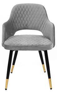 Favi Scaun tapitat cu stofa si picioare metalice frances velvet gri / negru / auriu, l54xa52xh80 cm Ofertă
