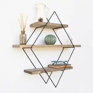 Favi Raft wr007, maro/negru, lemn de molid/metal, 60x60x14 cm Ofertă