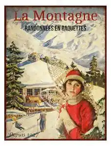 Favi Tăbliță decorativă antic line raquettes de neige, 25 x 33 cm Ofertă
