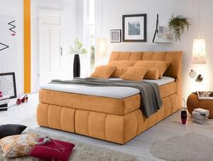 Favi Pat boxspring toledo premium, portocaliu - soro 41, cu saltea, topper Ofertă
