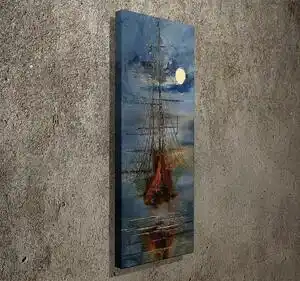 Favi Tablou pc085, lemn/panza, barca pictata multicolor, 30x80 cm Ofertă