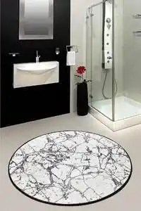 Favi Covoras de baie marble, 100 cm, forma rotunda, tapiterie micro poliami Ofertă