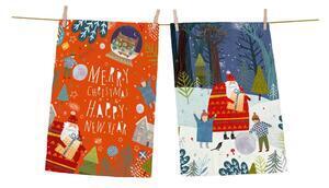Favi Set 2 prosoape din bumbac cu motive de crăciun butter kings paper christmas, 70 x 50 cm Ofertă