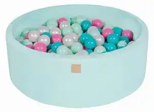 Favi Piscina uscata cu 200 de bile (alb perlat, turcoaz, roz, mint) meowbaby , 90x30 cm, mint Ofertă