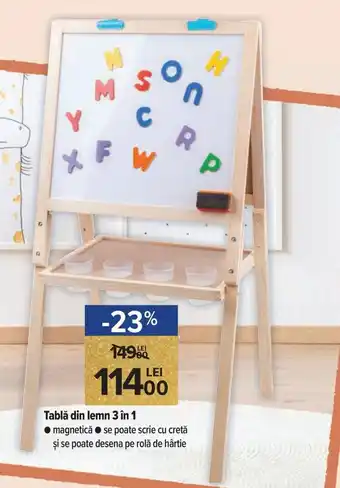 Carrefour Market Tablă din lemn 3 în 1 magnetică, se poate scrie cu cretă și se poate desena pe rolă de hărtie Ofertă