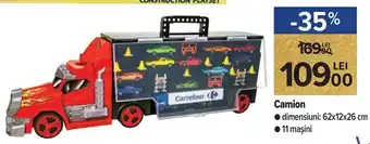 Camion dimensiuni: 62 x 12 x 26 cm, 11 mașini
