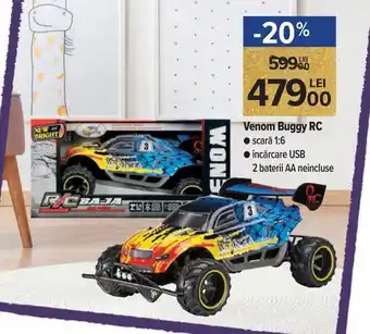 Venom Buggy RC scară 1:6, încărcare USB 2 baterii AA neincluse