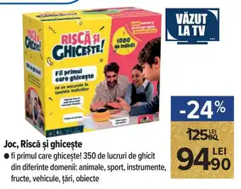 Carrefour Market Joc, Riscă și ghicește fi primul care ghicește! 250 de lucruri de ghicit din diferinte domenii: animale, sport, instrumente Ofertă