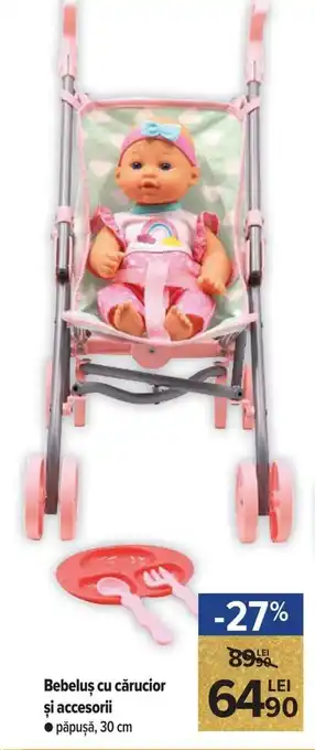 Carrefour Market Bebeluș cu cărucior și accesorii păpușă 30 cm Ofertă