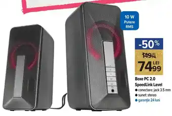 Carrefour Market SpeedLink Lavel Boxe PC 2.0 conectare: jack 3.5 mm, sunet: stereo, garanție 24 luni Ofertă