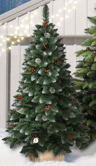 Carrefour Market Brad artificial cu vărfuri ninse și merișoare roșii 180 cm, diametru 125 cm, 522 ramuri Ofertă