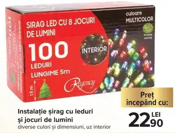 Carrefour Market Instalație șirag cu leduri și jocuri de lumini diverse culori și dimensiuni, uz interior Ofertă